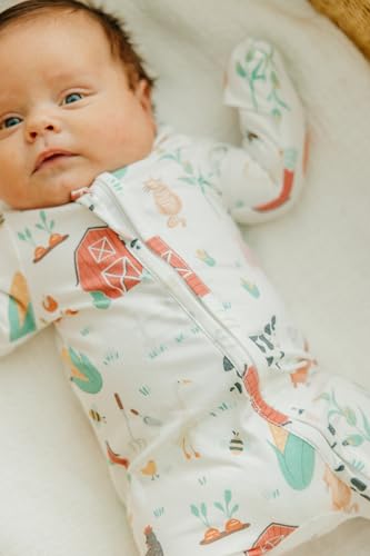 Image of Zip-Up Footie Pajama in Farmstead Print by Copper Pearl