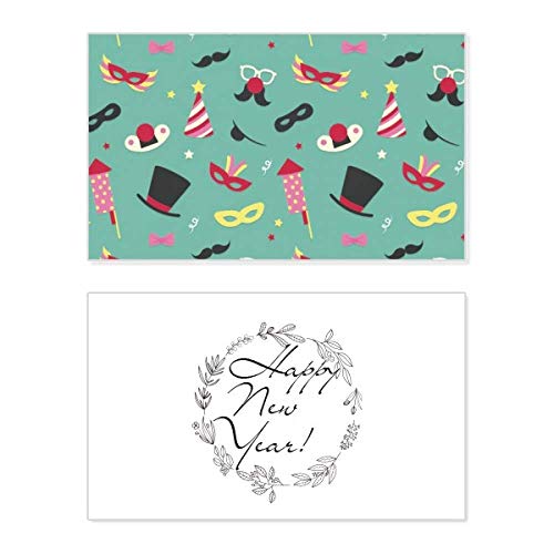 Tarjeta conmemorativa con mensaje de bendición, máscara de carnaval y sombrero formal