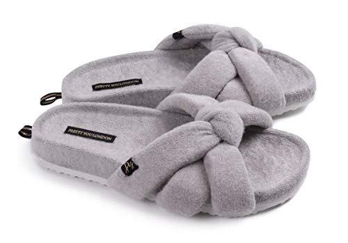 London Women's Footwear Beautiful Slider Slipper Bow - Ariel Grey