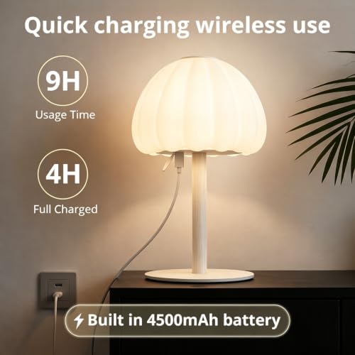 Image of Hifree Rechargeable Waterproof Shower Lamp, IP65 Cordless Touch Dimmable Small Desk Light for Shower, 4500mAh Battery Operated Color Changing Lamp for Bathroom, Restaurant, Bedroom(Original Color)