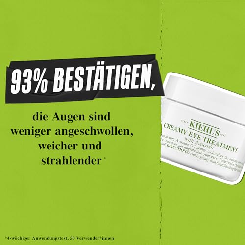 KIEHL’S Creamy Eye Treatment with Avocado, 14 ml + gratis Ultra Facial Cream 7 ml, feuchtigkeitsspendende Avocado-Augencreme, Augenpflege für normale und empfindliche Haut