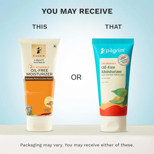 Image of Pilgrim Australian 2% Vitamin C Oil free Moisturizer for oily & acne prone skin with Kakadu Plum & Lime Pearl | Vitamin C Moisturizer for Face | Moisturiser for dry skin | Women & Men | 50 gm