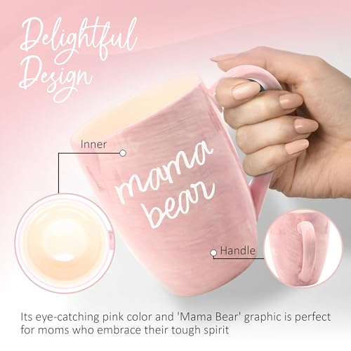 Taza grande de cerámica rosa con texto "Mama Bear" 20 oz miniatura 2