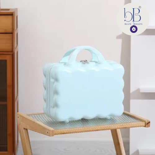 Image of Travel Makeup Case with Lock & Luggage Strap, ABS Hard Shell Cosmetic Vanity Case, Portable Makeup Organizer for Women, Beauty Storage Box for Makeup, Skincare & Toiletries (Pastel Blue, MODEL1)
