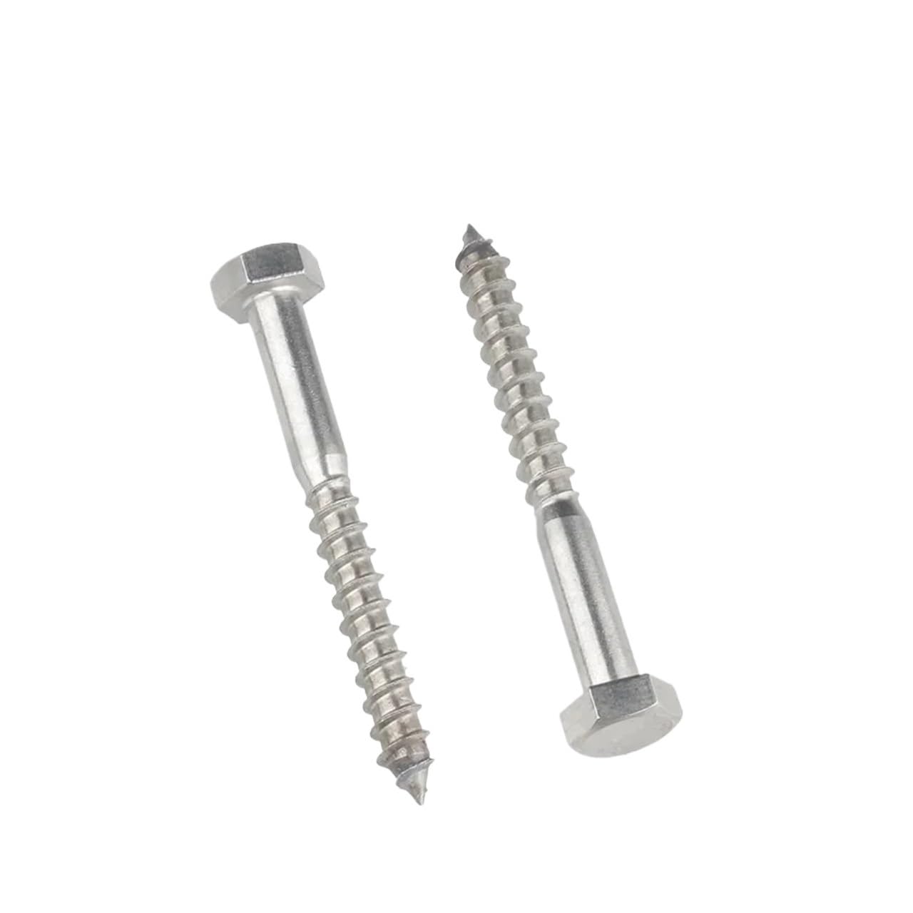 Hex Head Self-Tapping Wood Screws M8-M12 Stainless Steel | Hex drive, wood fix, outdoor use, rust-proof(M8x100-5pcs)