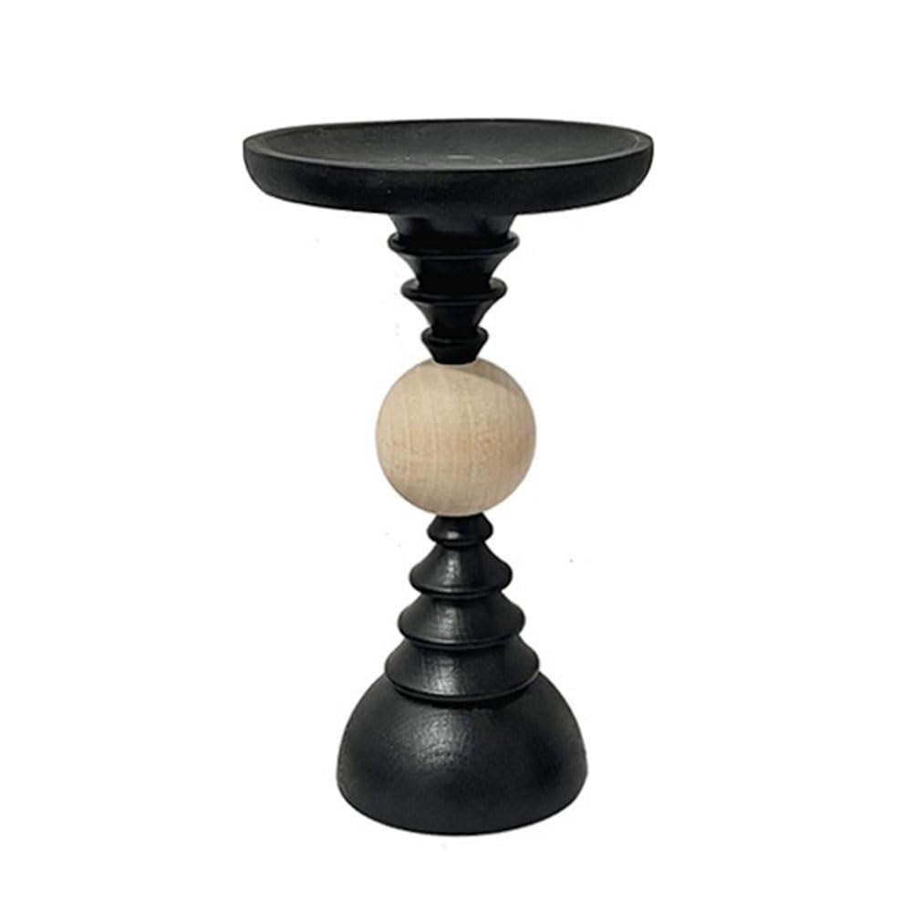 Vintage candle holder Vintage Wooden Pedestal Candle Holder with Tray Home Decor Dining Room Accent for Displays(Small)