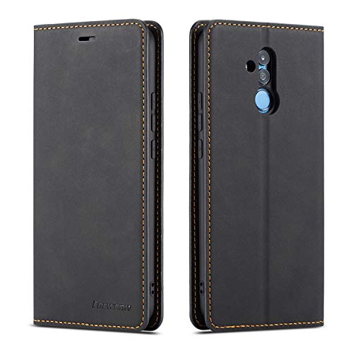 QLTYPRI Hülle für Huawei Mate 20 Lite Premium Dünne Ledertasche Handyhülle mit Kartenfach Ständer Flip Schutzhülle Kompatibel mit Huawei Mate 20 Lite - Schwarz