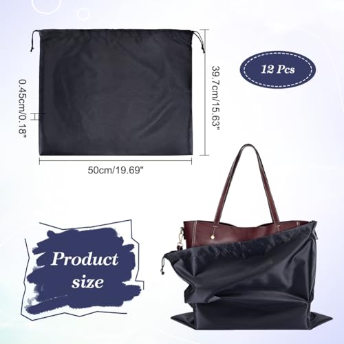 NBEADS 12 Pcs Dust Bags for Handbags Imitation Silk Storage Bags Portable Drawstring Pouch Cloth Travel Bags for Handbags Purses Shoes Boots Black 39.7x50cm - Image 2