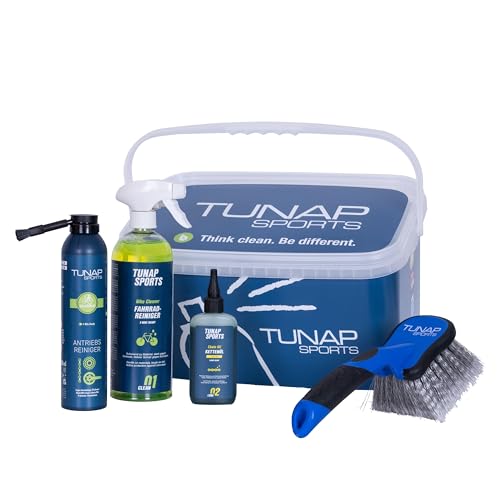 TUNAP SPORTS Fahrradreinigungs-Set Basic | Reiniger & Bürste | Antriebsreiniger & Kettenöl Ultimate für Rennrad, MTB & E-Bike | Perfekt für deine Bikepflege | Made in Germany | Bike Cleaning Kit