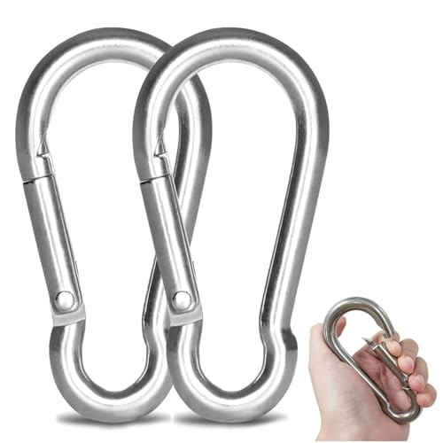 JMIATRY Mosquetón para llaves M12, 2 unidades, acero inoxidable, capacidad de carga de 800 kg/1600 lb para columpio, toldo, hamaca, llavero y barco, 12 x 140 mm