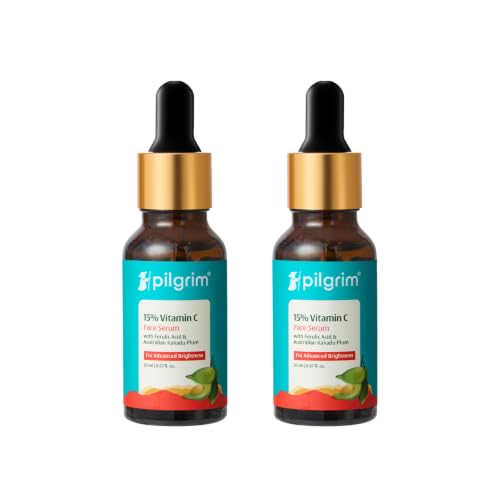 Image of Pilgrim 15% Vitamin C Serum 20 ml for Glowing Skin with Ferulic Acid & Kakadu Plum | Advanced Dark Spot Corrector, Hyperpigmentation & Brightening Face Serum | For All, Combination, Normal Skin - Pack of 2