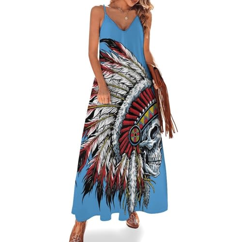 Robe longue crâne tribal en tissu léger sans manches pour un confort thermique optimal en été
