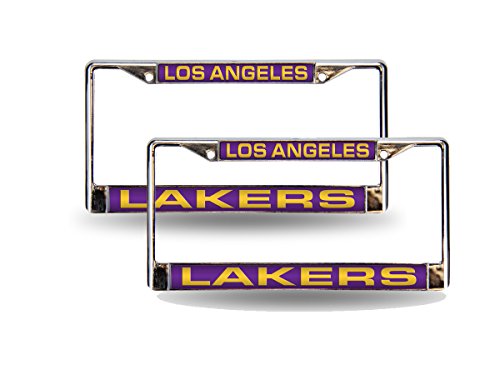 Los Angeles Lakers NBA Chrome Metal Laser License Plate Frame - Set of 2 Frames