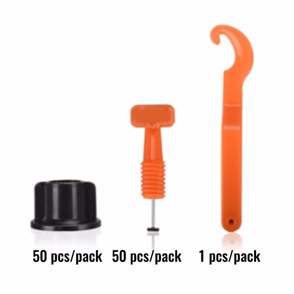 Fliesen-Nivelliersystem, quadratische Equalizer-Clips mit Werkzeug für 5–20 mm dicke Keramik-Boden-, Wandfliesen, Installation und Ausrichtung, 50 Stück