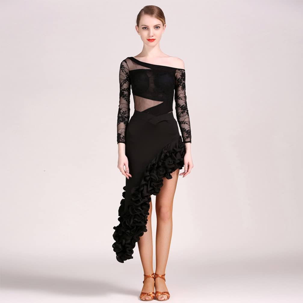 Robe De Danse Contemporaine Femme - Manches Longues Patchwork Coloré - Pour Ballet, Tango, Jazz, Patinage Artistique
