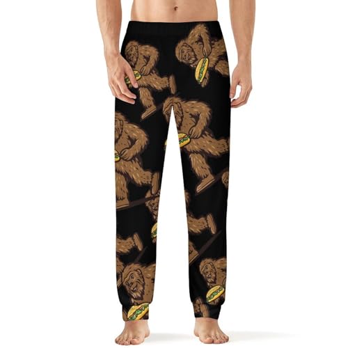 Sasquatch Bigfoot Carrying Tacoes Men's Pajamas Pants Lightweight Sleep Lounge Pant Pjs Bottoms Casual Sleepwear