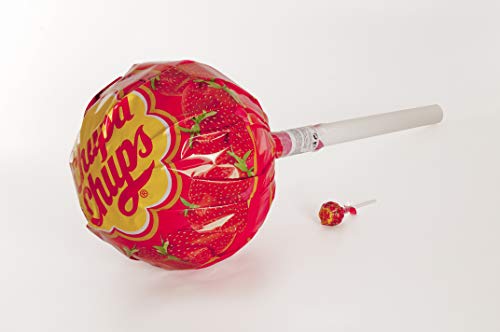 Chupa Chups Lollipop Mega Chups, Lollipop grande que contiene 10 Lollipops Fresa, Naranja, Manzana, Cereza, Sandía, Limón, 1 unidad, sabores surtidos