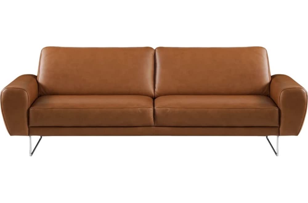Canapé 3 Places en 100% Tout Cuir Italien de Prestige, Spencer, Marron Cognac