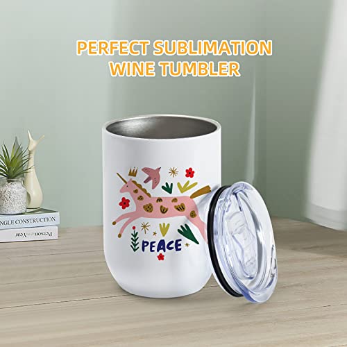 Agh Sublimation Blanks Wine Tumblers 12Oz Straight Tumblers, 25 Pack Stainless Steel Double Wall Vacuum Insulated Tumblers #TOP1
