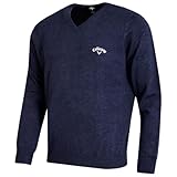 60% cotone, 40% acrilico Callaway Golf Maglione da uomo 2025 Ace a maniche lunghe con scollo a V 12 gauge, Blu Navy, XL