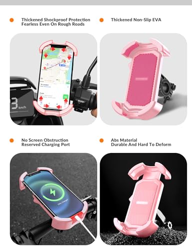 ROCKBROS Bike Phone Holder, Motorcycle Phone Mount with Security Lock, Shockproof Bicycle Phone Mount, Adjustable Phone Holder for Bike, Motorcycle, Scooter, Suitable for 4.7”-6.8” Phone