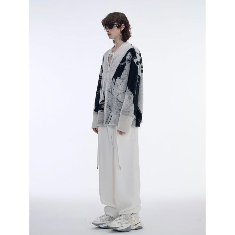 Men's Fairy Grunge Knitted Sweater Y2k Cyber Punk Zip Up Cardigan Trendy Vintage Outerwear Aesthetics Streetwear2