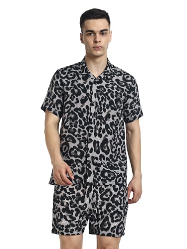 Image of DHRUVI Trendz Mens and Boys Rayon Co Ord Set | Trendy Night Dress | T Shirt and Short Set Combo Lounge | Stylish Summer Travel Wear | Matching Two-Piece for Vacation