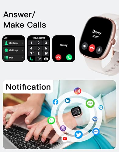 SHANG WING Fitness Tracker with Call Function, 1.85” Fitness Watch for Women and Men, 24/7 Heart Rate & Blood Oxygen Monitor, Sleep Tracker, 100+ Sport Modes, IP68 Waterproof (Starlight) — view 3