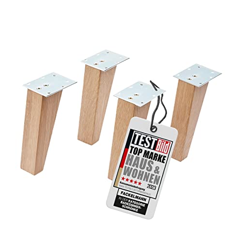 FACKELMANN Holzfüße Set Finn / 4 Holzfüße aus Eichenholz/Höhe: ca. 15 cm/Farbe: Braun...