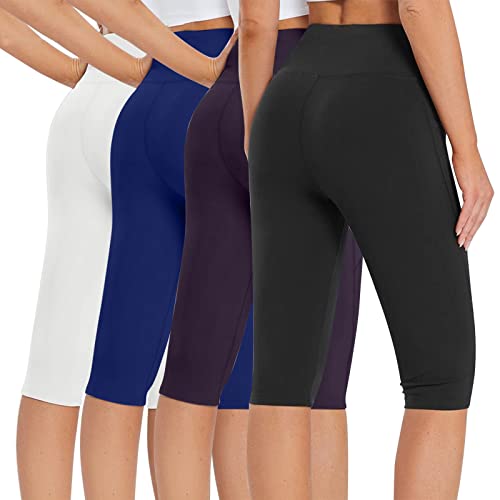 4 Pack Capri Leggings For Women Butt Lift High Waisted Tummy Control Yoga Pants No See-Througth Workout Capris #TOP3