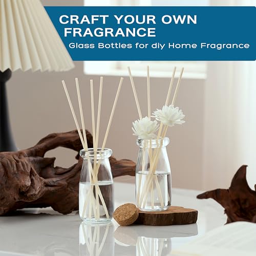 Danmu Art 100ml Mini Glass Jars with Cork Stoppers Milk Glass Bottles Small Favor Jars Yohurt Pudding Storage Jar for Party Favors (100ml-6Pack)