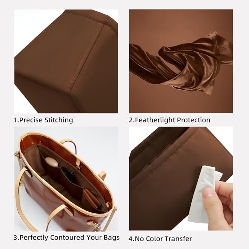 Image of DGAZ Purse Organizer Insert Fits Neverfull-Mini /PM /MM /GM Bags,Silk Bag Organizer,Luxury Handbag & Tote Shaper(PM, Gold)