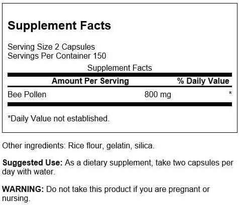 Miniatura 2 de Polen de abeja Swanson 400 miligramos 300 cápsulas