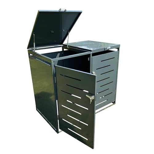 Selections Metal Wheelie Bin Store Tidy Screen for 2 Bins in Dark Grey