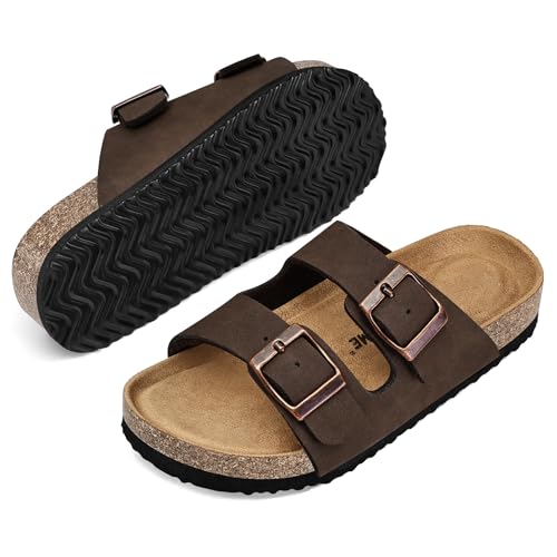 Image of K KomForme Kid Sandals Boy Girl Cork Footbed Slide with Adjustable Strap | Open-toe, Comfort