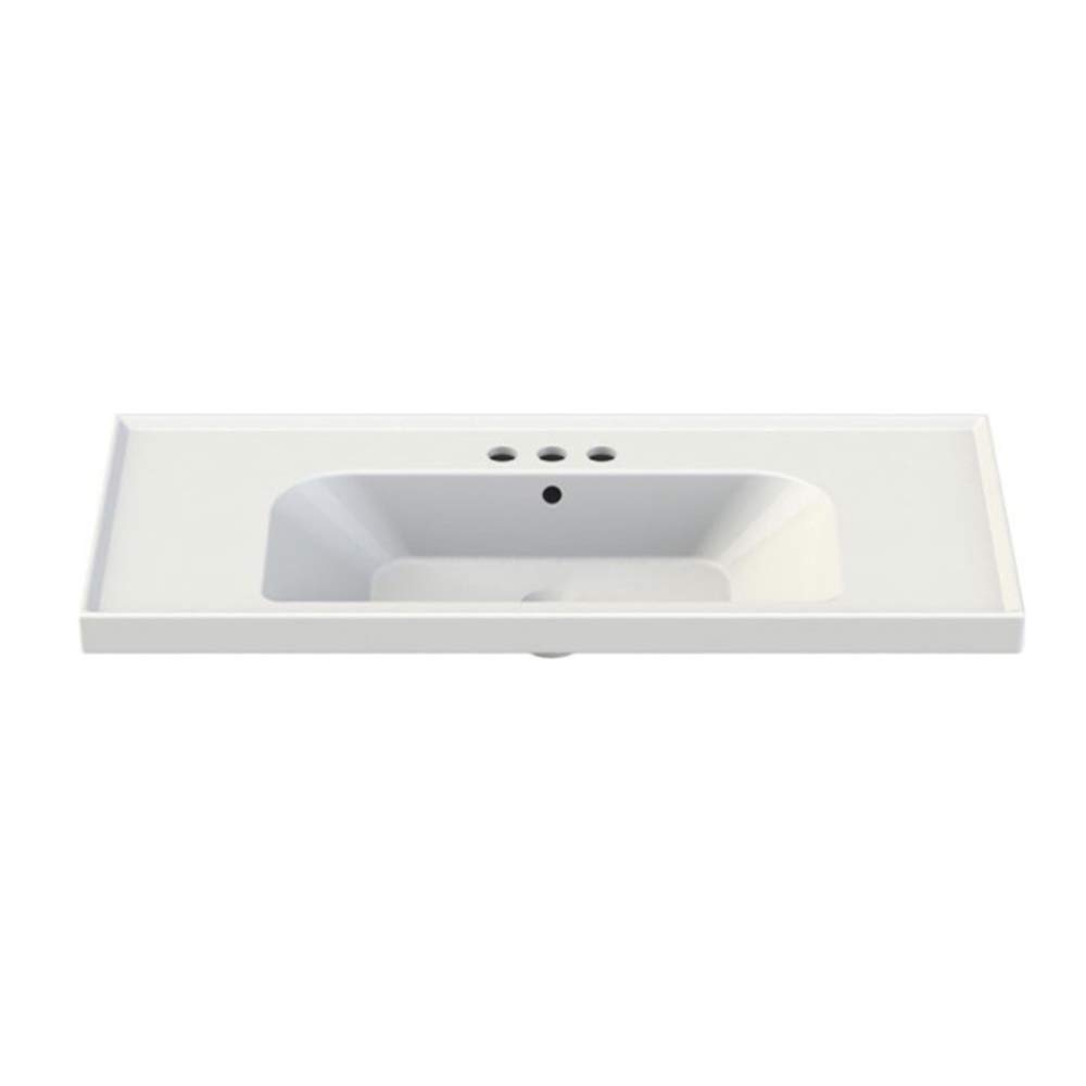 CeraStyle 031400-U-Three Hole Frame Rectangle Ceramic Wall Mounted/Self Sink, White