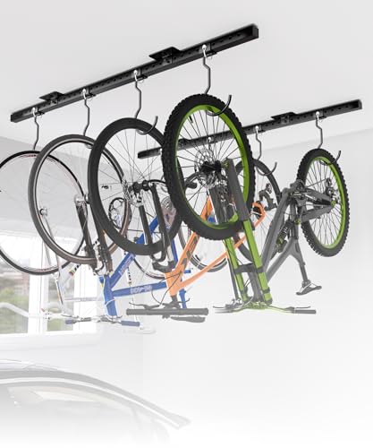 SJPULMO Bike Rack Celling Mount for Garage, Indoor Hangers Storage for 8 Bicycles, Heavy-duty Adjustable Bike Hooks for Garage Ceiling Support up to 640 lbs