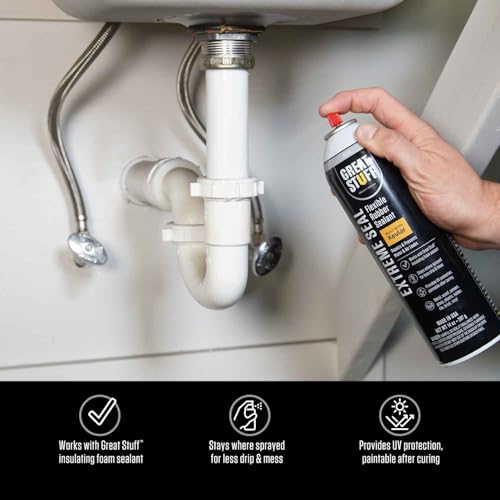 Great Stuff™ Extreme Seal Flexible Rubber Sealant Aerosol – Protect Surfaces from Water and Air Leaks – Built with Kevlar, Black, 14 oz