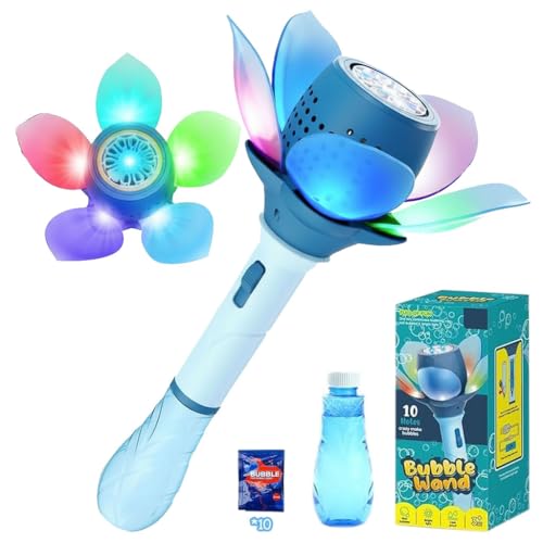 Blumen Seifenblasenstab Seifenblasenmaschine Kinder Lotosblume Seifenblasenmaschine Kinder 10000+ Seifenblasen/Min Bubble Gun Seifenblasenpistole Kinder mit 10 Seifenblasenlösung