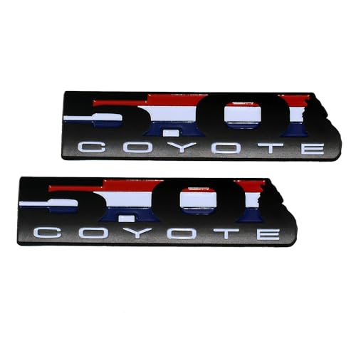 Image of 2Pc 5.0L Coyote Engine Emblem Coyote Badge 3D Sticker Nameplate (Black)