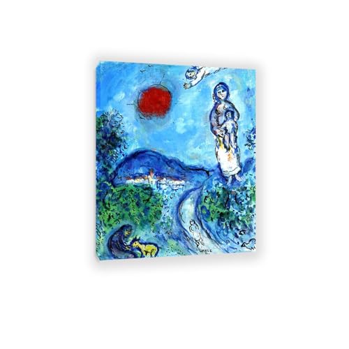 Toile abstraite Maternité avec Soleil Rouge une œuvre d'art moderne pleine d'émotion 70x90