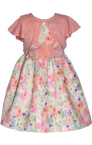 Bonnie Jean Girl's Easter Dress - Floral Dress with Short Sleeve Cardigan for Baby, Toddler, Little and Big Girls