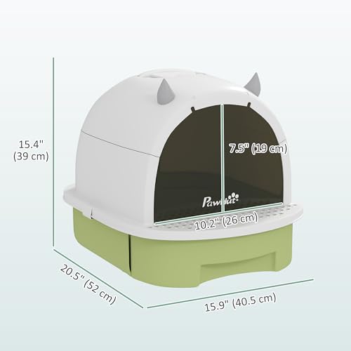 Caja de arena cubierta para gato PawHut color verde miniatura 7