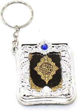 HaoClean 10pcs/lot Gold Silver Arabic Real Quran Keychain Eid Mubarak Mascot Muslim Party Event Memorial Gift for Guests (Silver)