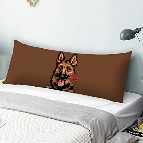 GUGLILI Cartoon Dog Valentien's Day Solid Color Body Pillow Cover Case West Highland White Terrier with Rose Brown Bedding Couch Cozy Long Pillowcase with Zipper for Pet Lover Home Decor 20x54 Inch GUGLILI Cartoon Dog Valentien's Day Solid Color Body Pillow Cover Case West Highland White Terrier with Rose Brown Bedding Couch Cozy Long Pillowcase with Zipper for Pet Lover Home Decor 20x54 Inch