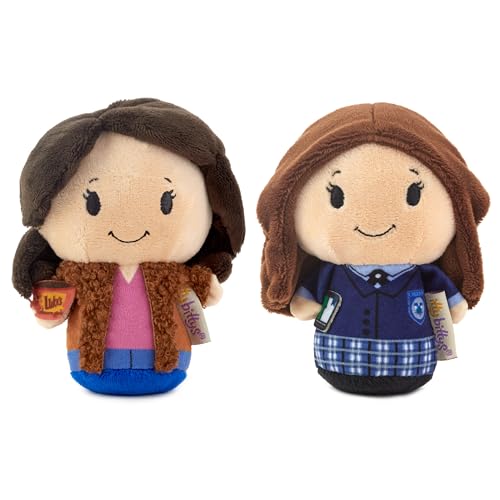 Image of Hallmark itty Bitty Gilmore Girls Plush Toys (Lorelai and Rory) Set of 2, 4" Mini Stuffed Animals, Mom Gift for Mother's Day