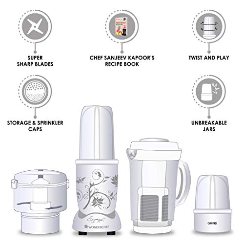 Wonderchef Turbo Dual Speed Food Processor, Black & Nutri Blend Complete Kitchen Machine