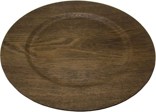 Platos Cargadores Melamina Estilo Madera 13" Set 12 miniatura 3