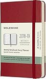 Moleskine 2018-2019 18M Weekly Notebook, Pocket, Weekly Notebook, Red Scarlet, Hard Cover (3.5 x 5.5)