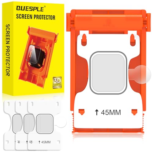 QUESPLE 3 Stück Schutzfolie für Apple Watch Series 9/8/7 45 mm TPU Folie [Auto-Installation] HD Klar Blasenfreie Weich Apple Watch Display Schutz Auto-Dust-Eliminierung